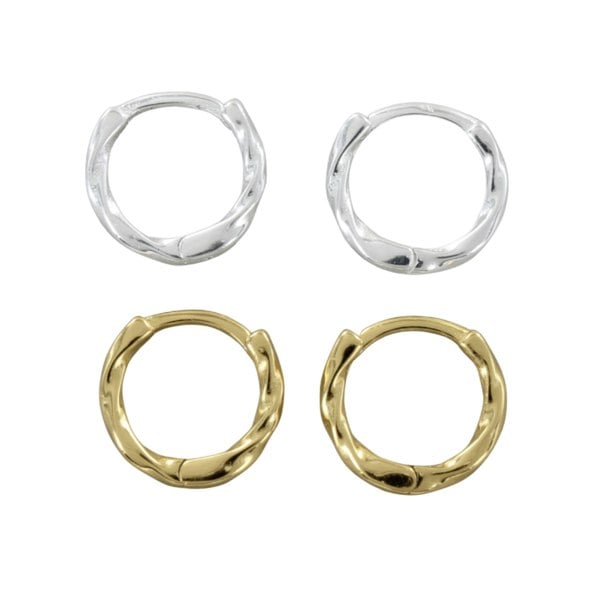 Small Twist Huggie Hoop Earrings - Reeves & Reeves