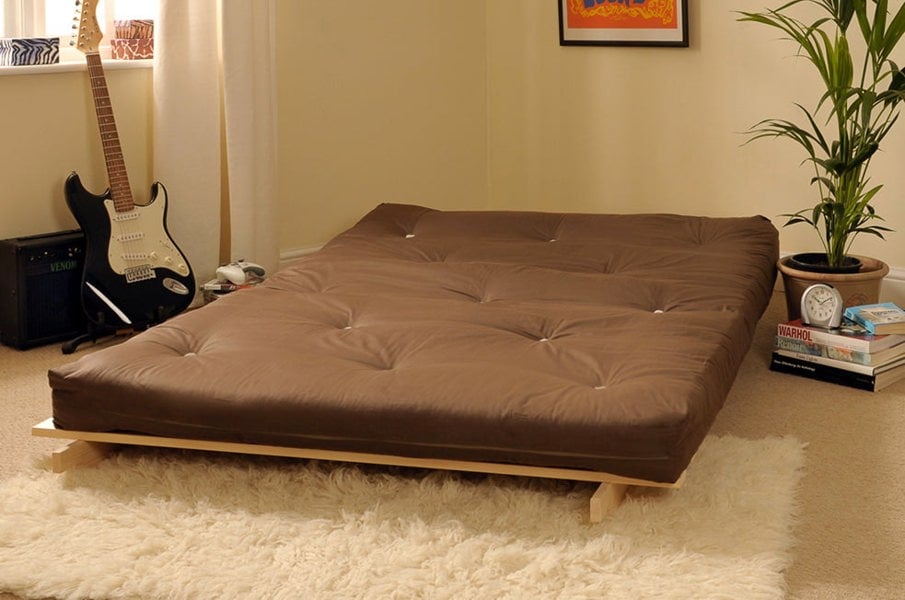 Comfy Living Wooden Futon sofa bed frame with a Luxury Mattress