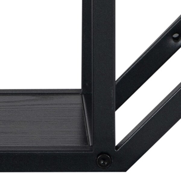 Wyld Haus El Paso Black Metal Octagonal Wall Shelf 4 Black Wooden Shelves
