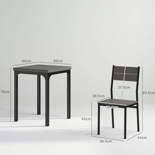 Wyld Haus Bani Wooden Grey Wood Grain 3 Piece Compact Dining Set