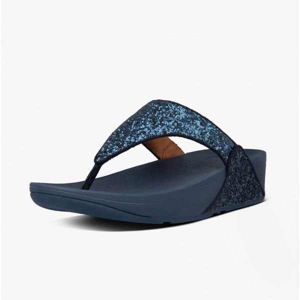 FitFlop LULU GLITTER Womens Toe Post Sandals Midnight Navy