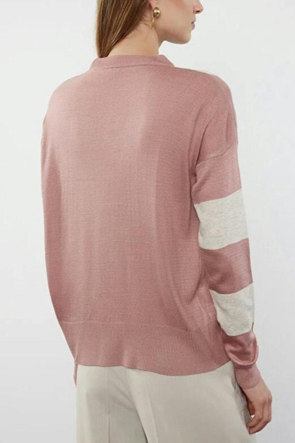 WOVCOR Color Block Crew Neck Knit Sweater