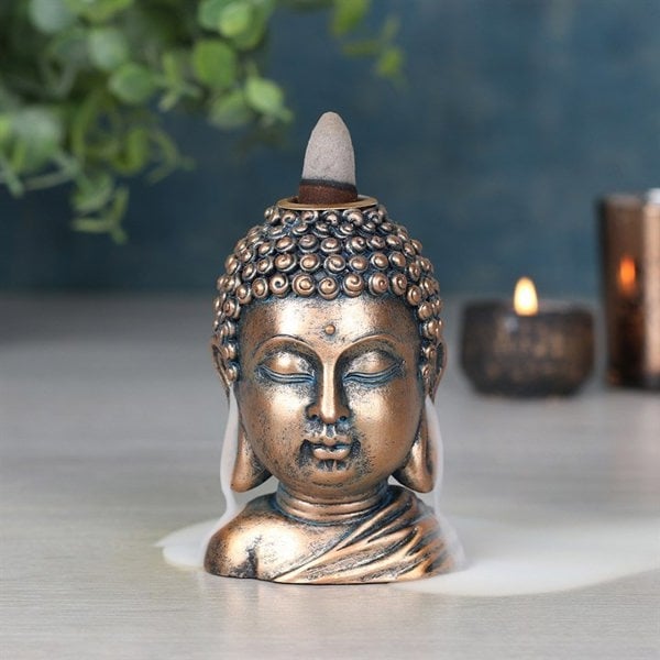 Serano Bronze Buddha Head Backflow Incense Burner