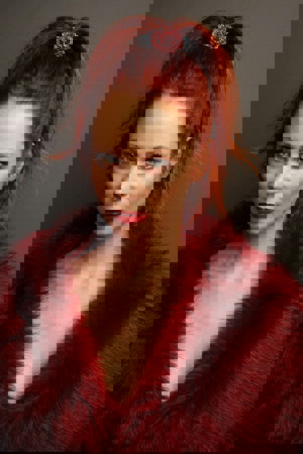 diamante scrunchie red hair flower