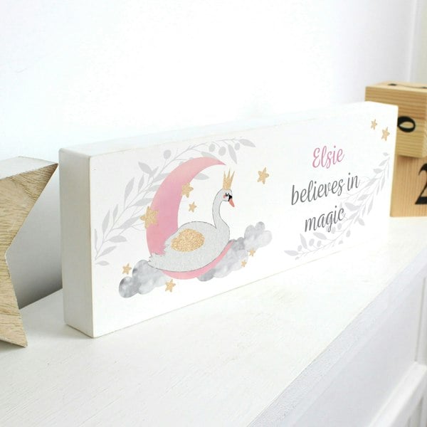 Personalised Memento Company Personalised Swan Lake Wooden Mantel Decoration