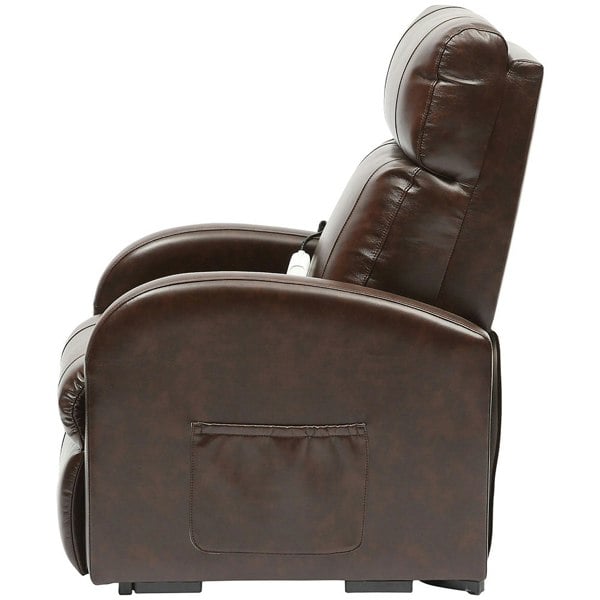 Single Motor Rise and Recline Lounge Chair - Chestnut PU Leather Material Loops