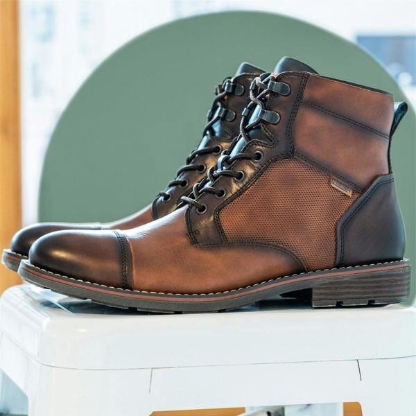 Pikolinos Men’s Cuero Brown Leather Zip & Lace Up Ankle Boots - York