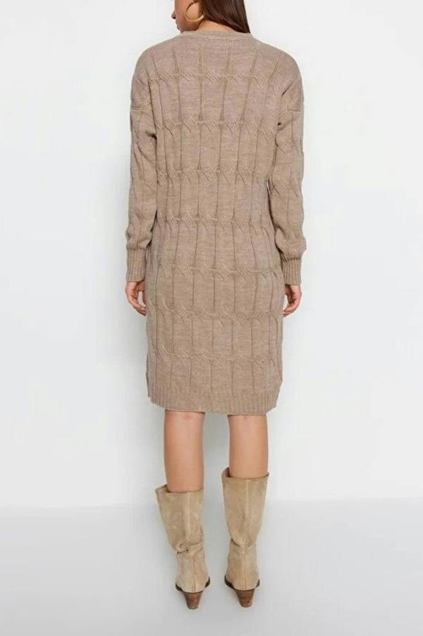 WOVCOR Mini Crew Neck Knit Dress