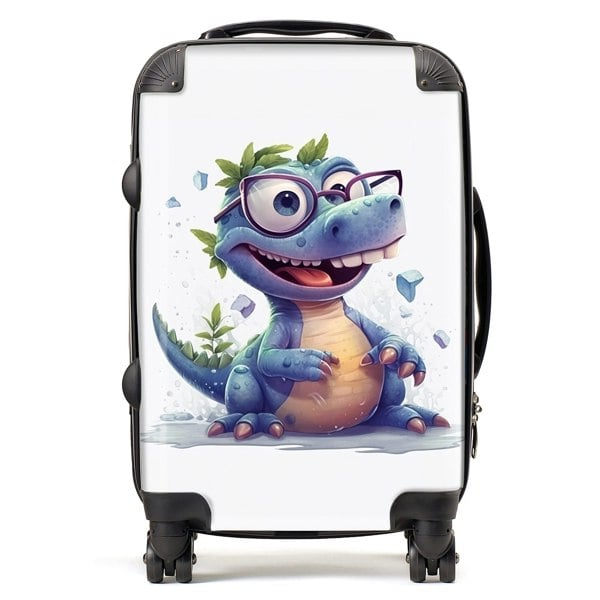 Warren Reed Happy Dinosaur With Glasses Suitcase