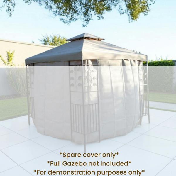 The Garden Marketplace Spare Roof Cover for 2.5m Square Leaf Design Garden Gazebo, Beige 180g Fade-Resistant Polyester Canopy with Wind Vent