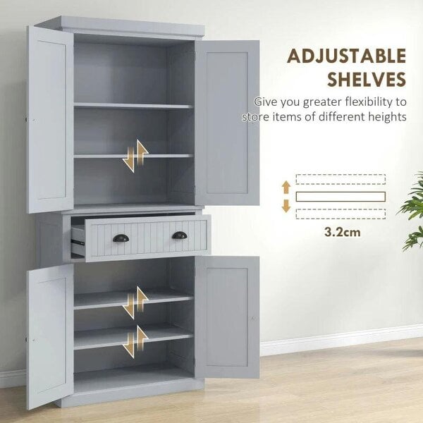 Multi-Storage Mid-Century Kitchen Cabinet - Grey