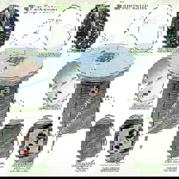 windsor rattan 4 seat firepit dining set in mixed grey