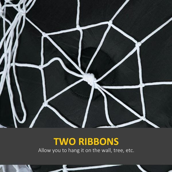 Inflatable spider hanging web with two white ribbons for mounting
