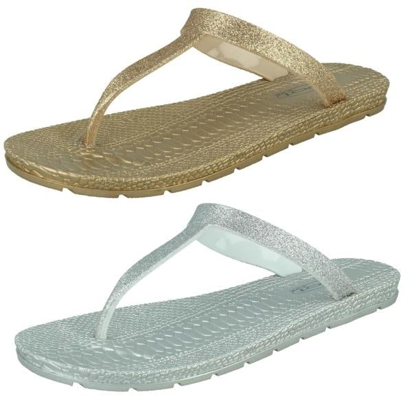 Spot On Ladies Spot On Flat Toepost Flip Flops F00376