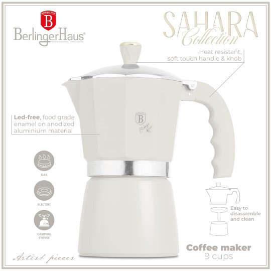 Berlinger Haus BH8573 – Coffee Maker 9 Cups | Matt Cream