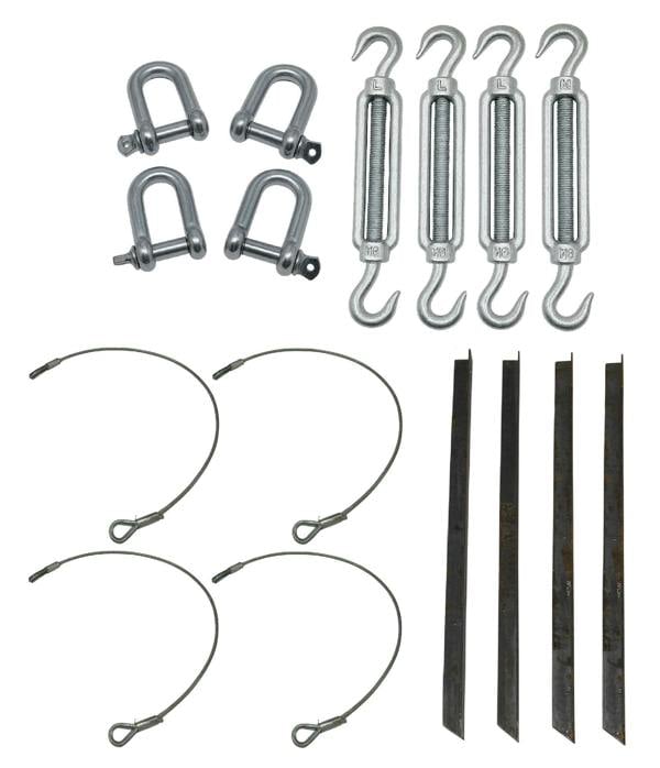 Static Caravan Tie Down Kit with Angle Spike Anchors (Restraining Tether Mobile Home Siting)