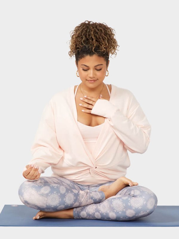 Manduka Essence Women's High Rise Leggings- Lily Pond Print Shadow