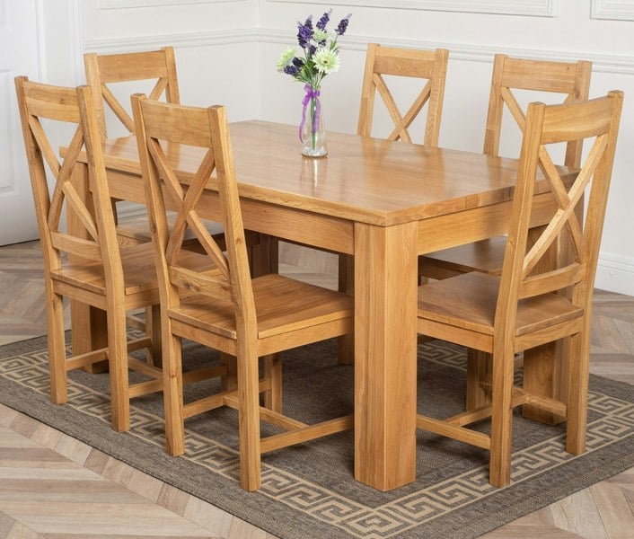 That's Furniture Dakota Medium Oak Dining Table with Berkeley Oak Chairs