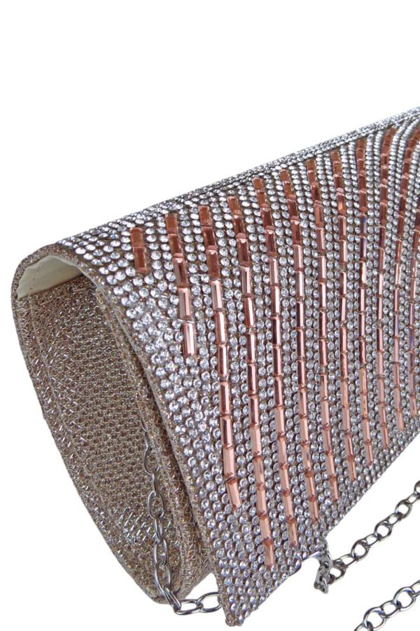 Paulo Due Oval Pattern Diamante Clutch Bag