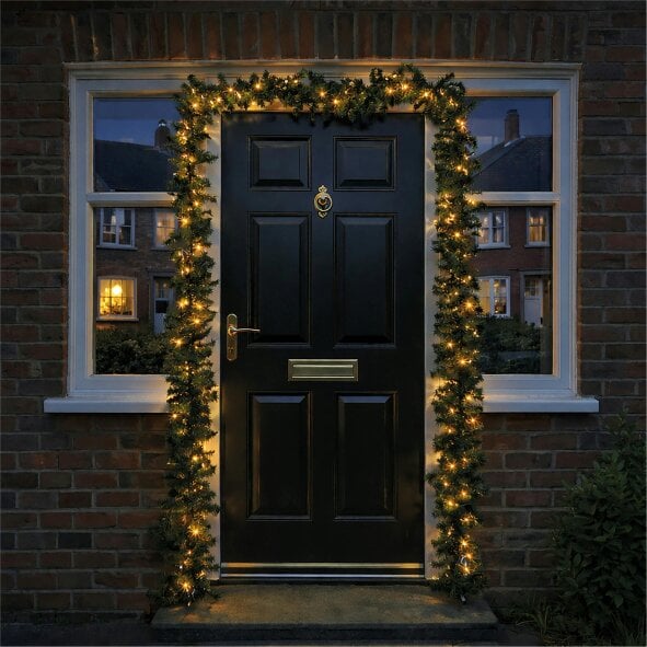 Scotts of Stow Xmas Haus LED 5m Green Garland Outdoor Decoration with Timer