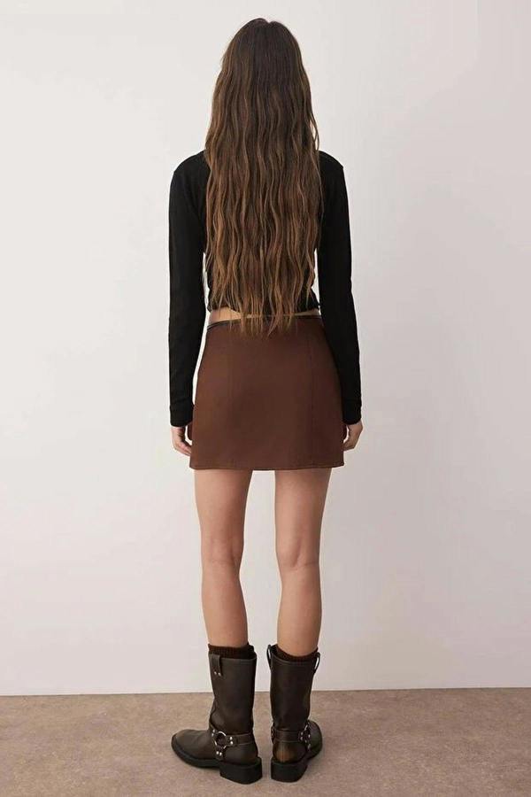 WOVCOR Belted Mini Short Skirt