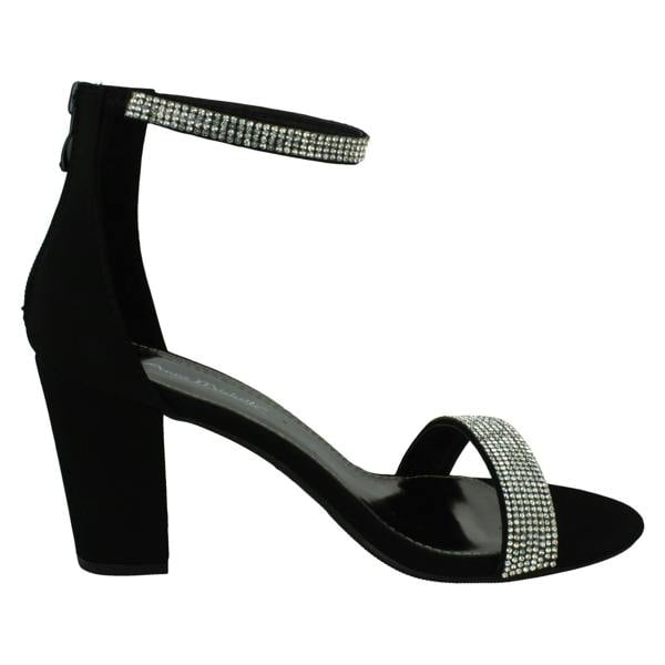 Anne Michelle Ladies Anne Michelle Wide Fit Block Heel Diamante Mule Sandal F12052