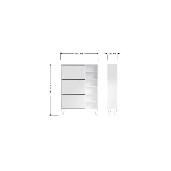 Timber Art Design Monaco 3 Drawer Shoe Cabinet in White