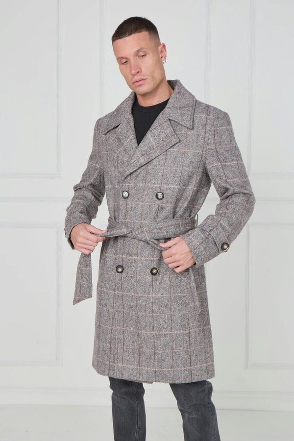 Elaina Fashion Premium Men's Double-Breasted Trench Coat