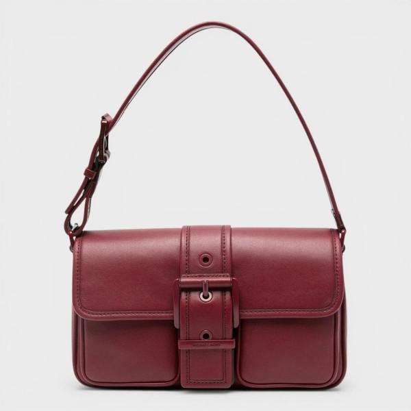 Michael Kors Colby Leather Shoulder Bag Dark Cherry