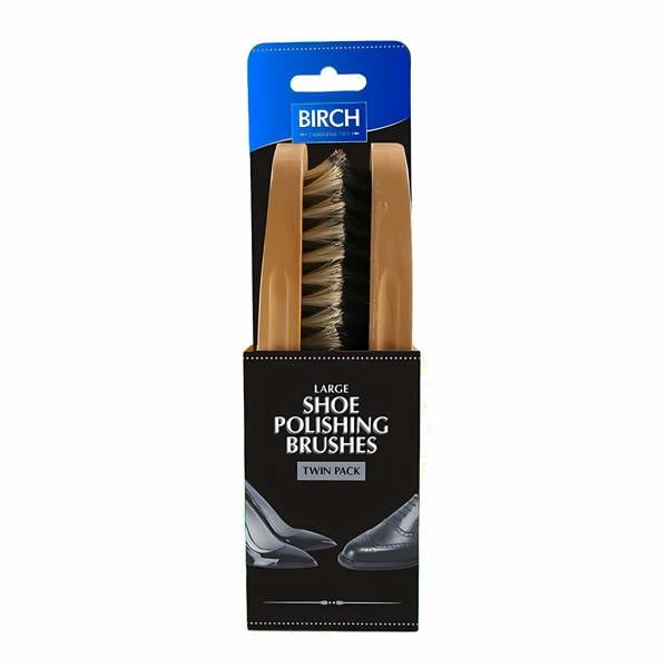 BIRCH Twin Pack Shoe Brush Large - For Polishing & Finishing 15cm