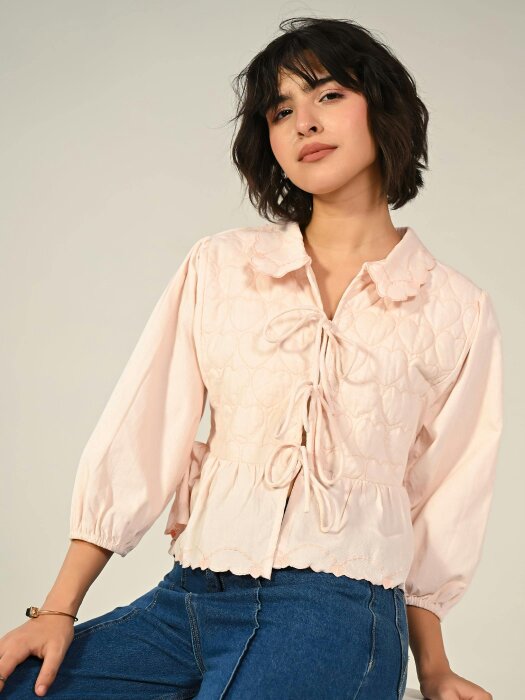 Rose & Nancy Jay Pink Cord Embroidered Jacket