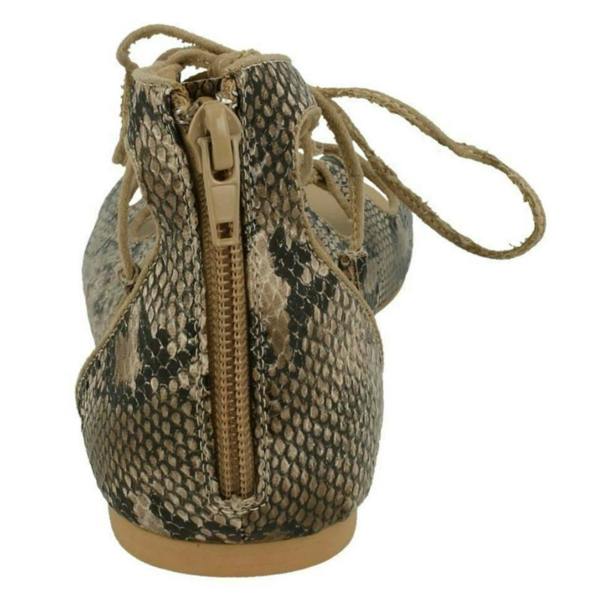 Spot On Ladies Spot On Snake Print Flat Sandals