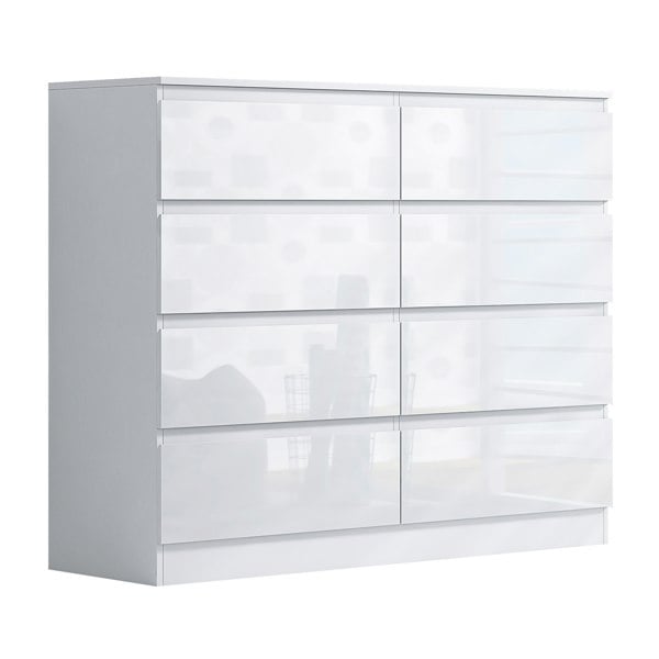 8 drawer cabinet gloss white