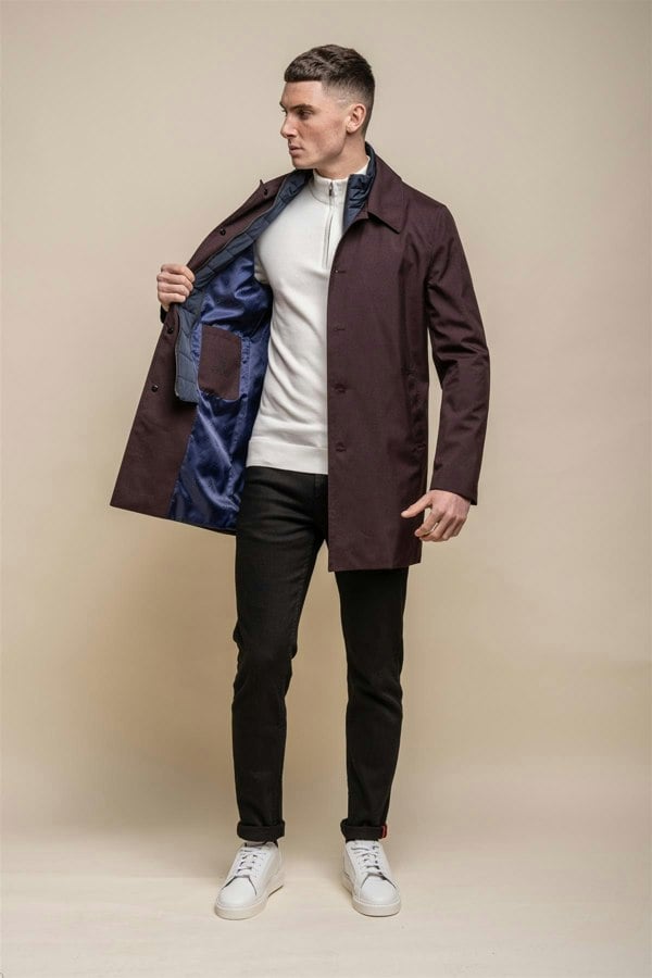 Brando mac wine long coat front