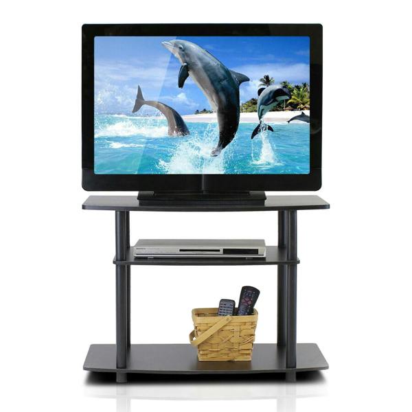 WALPLUS Modern Furniture Piece for Stylish and Functional Home Use | 13192DBR/BK Turn N Tube No Tools 3 Tier TV Stands
