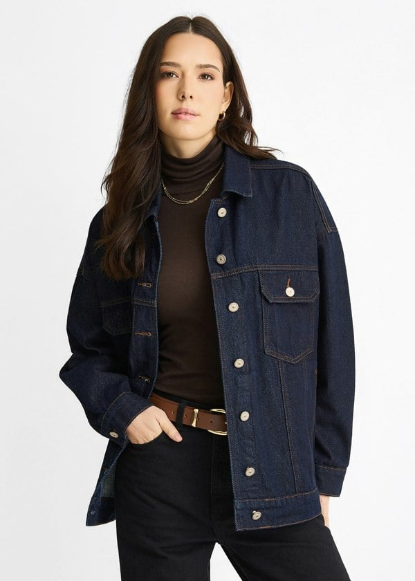 Gini London Dark Indigo Denim Trucker Jacket