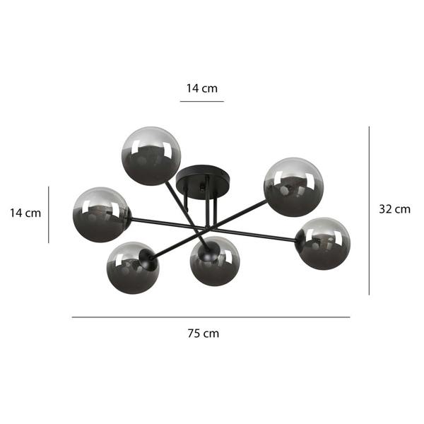 Emibig BRENDI Ceiling lamp  6 x E14 Black with Graphite Shade