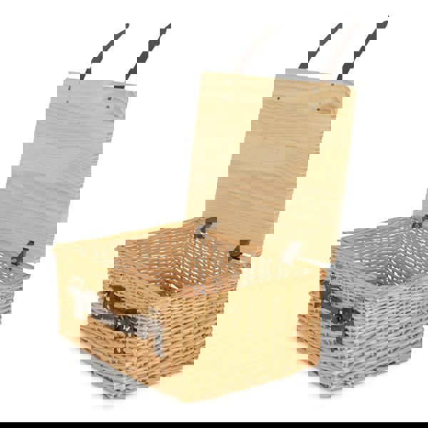 41cm Buff Willow Empty Picnic Basket with Pinewood Lid