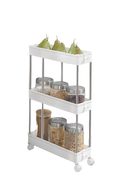 Modcraft 3-Tier Slim Storage Trolley with Wheels – Rolling Utility Cart for Kitchen, Bathroom