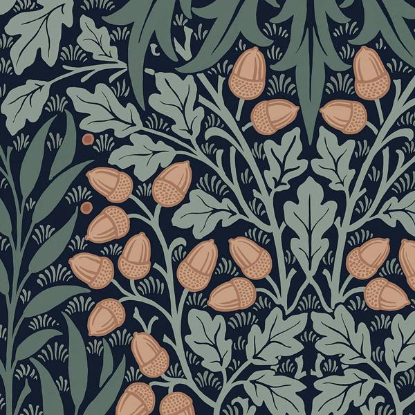 William Morris at Home Oak & Willow Ink Blue Wallpaper