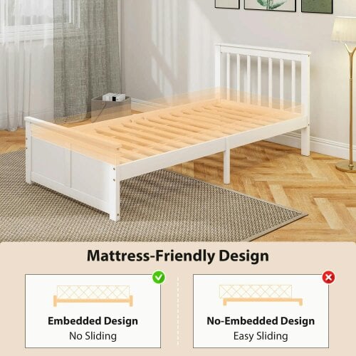 Wyld Haus Sutton White Wooden Single Bed Frame 2 Integrated Storage Drawers