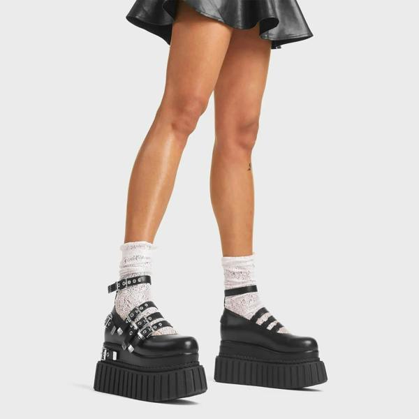 Lamoda Daydreaming Black PU Flats with Cushioned Comfort Stylish Everyday