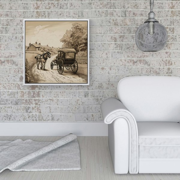 Warren Reed A Horse And His Cart Framed Canvas