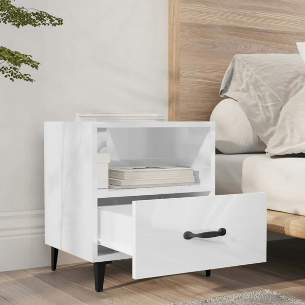Berkfield Bedside Cabinets 2 pcs High Gloss White Engineered Wood