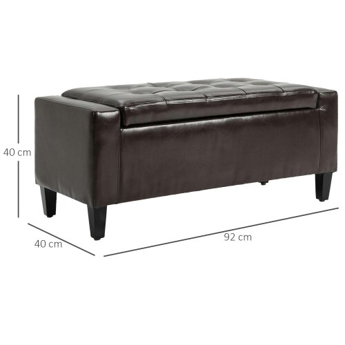 Wyld Haus Rira Faux Leather Brown Storage Ottoman Bench With Diamond Tufted Seat