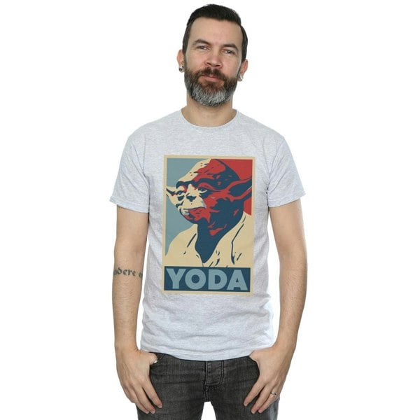 Star Wars Mens Yoda Poster T-Shirt - Sports Grey