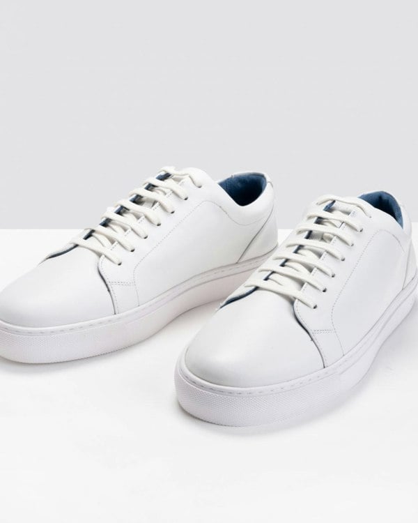 Oliver Sweeney Hayle Antiqued Calf Leather Mens Trainers - White