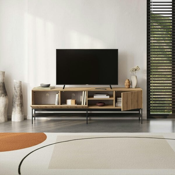 Decortie Amira 180cm Modern TV Stand, Entertainment Centre with Metal Legs & Push-to-Open Doors
