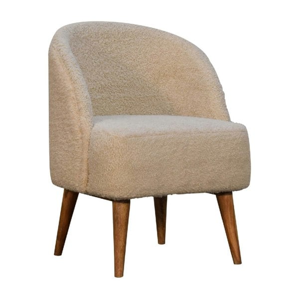 Artisan Furniture Solid Wood Cream Boucle Tub Chair