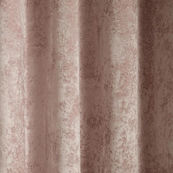 Catherine Lansfield Crushed Velvet Lined Eyelet Curtains Blush Pink